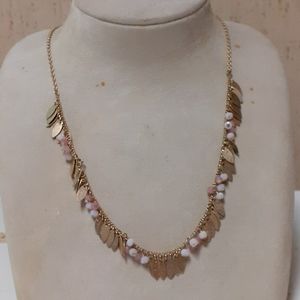 Bead and leaf tassle necklace
